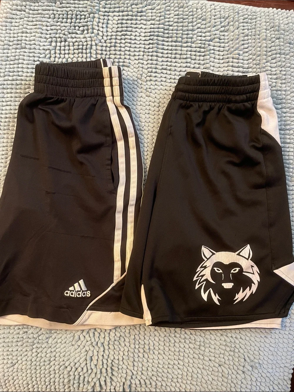 Set of 2 - adidas Black Shorts with White Trim and Wolf Graphic - Kids